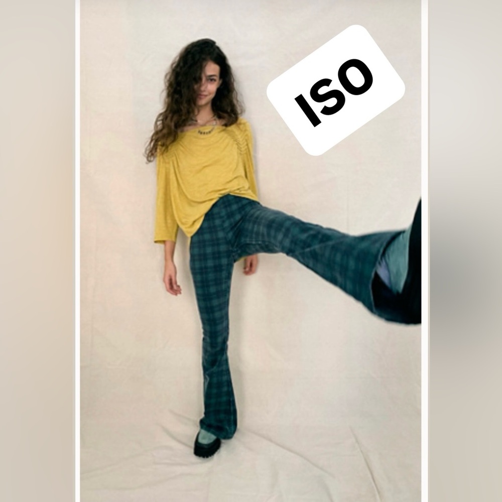 ISO Free People Penny Pull On printed flare jeans